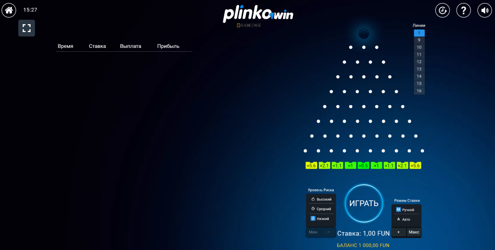Игра 1win Plinko